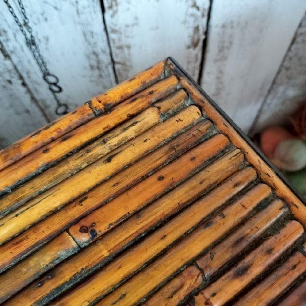 斑竹細工 煎茶棚 小箪笥 抽斗 引出 飾棚 花台 木製 漢詩金具 古美術品