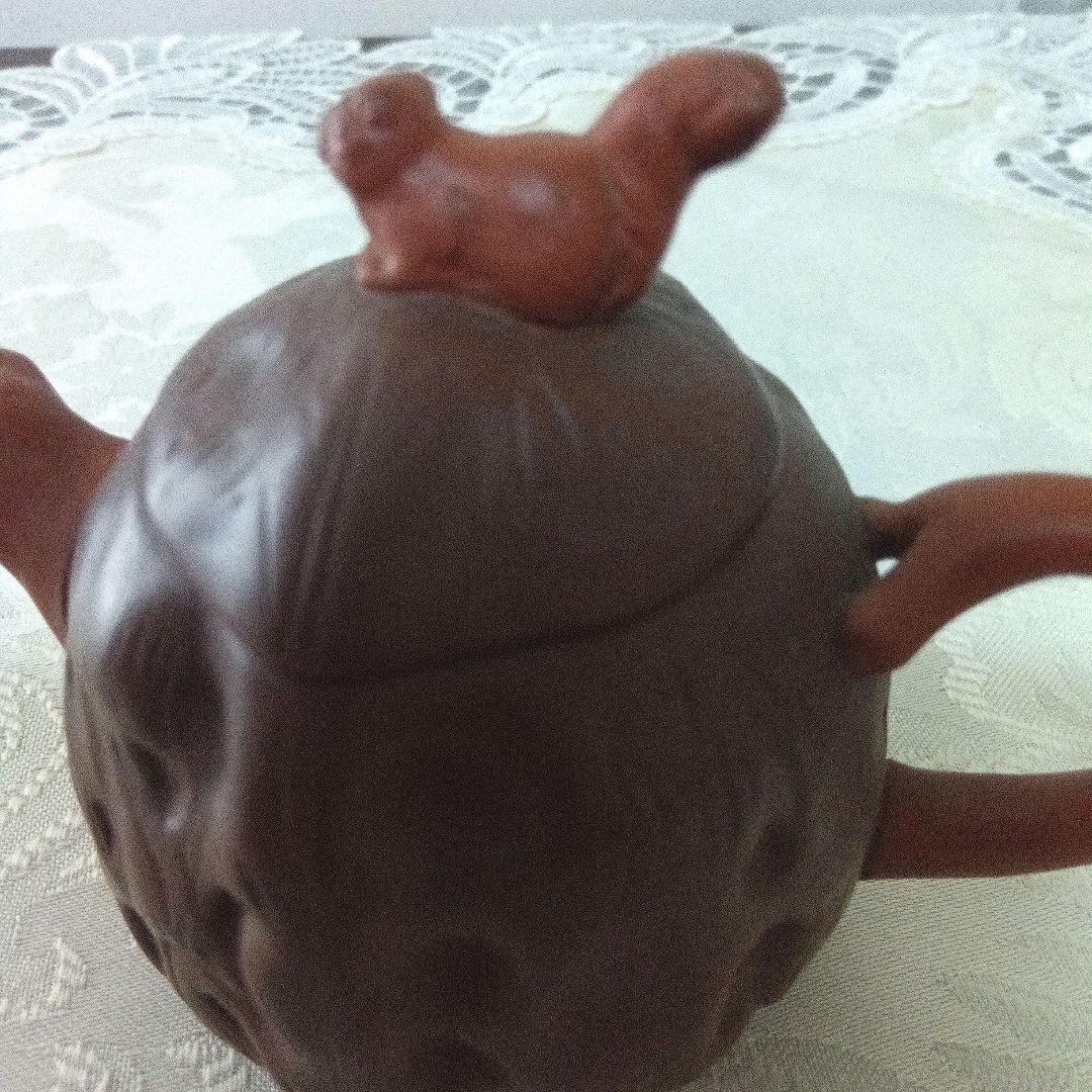 中国宜興　紫砂　急須 茶壺　在銘　煎茶道　リスのモチーフ