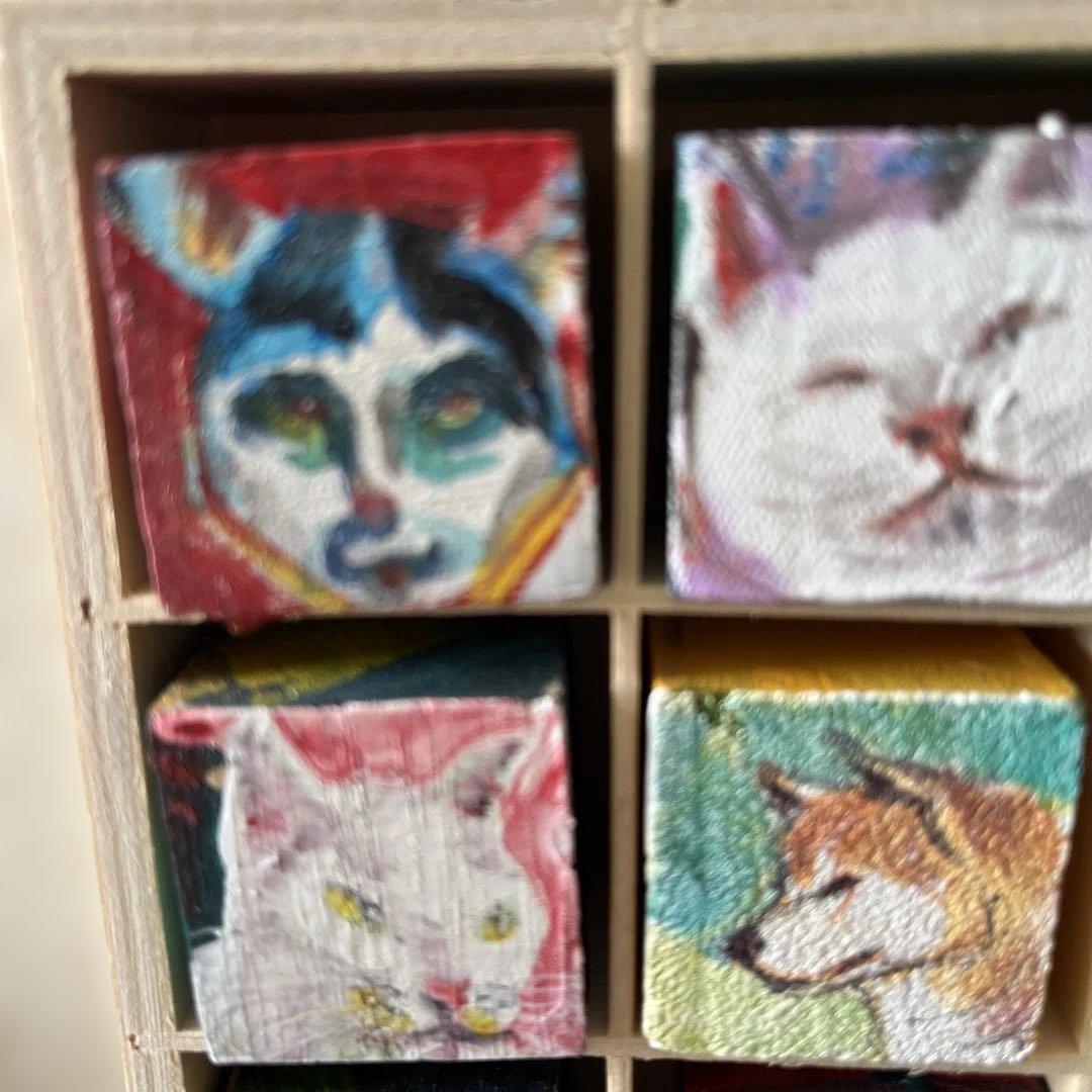 手作り　サイコロ画　8個　油彩　アクリル