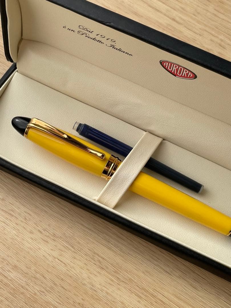 AURORA アウロラ イエロー イプシロン 万年筆 専用ケース付