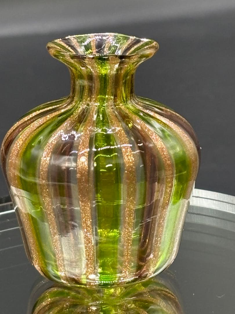 【金彩・香水瓶】欧州高級ガラス パヒューム ボトル 麗しい琥珀色のストライプ模様