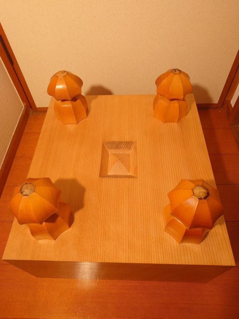 木製囲碁盤 格子模様 脚付き 未使用品
