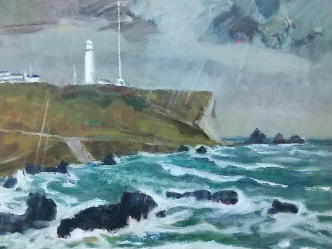 「房総秋雨」1982 F15 油彩画 油絵 絵画