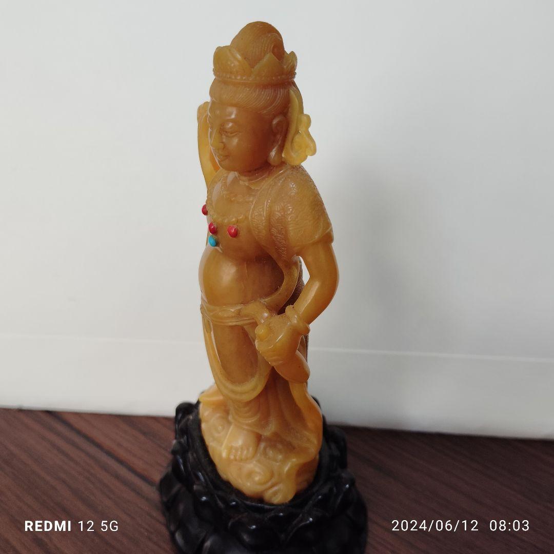 中国古美術/田黄石/観音様/置物