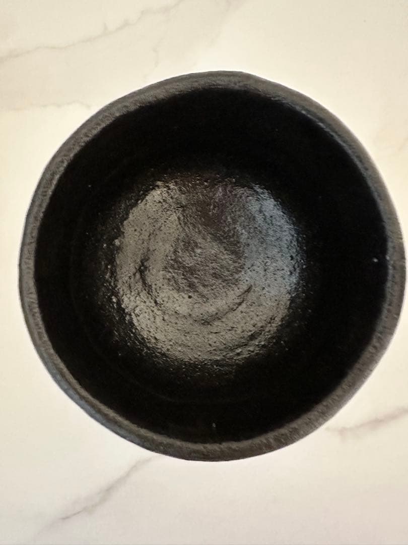 未使用　雛の絵　黒楽　茶道具　京焼　桂窯　伊東桂楽造　茶碗　ひな祭り