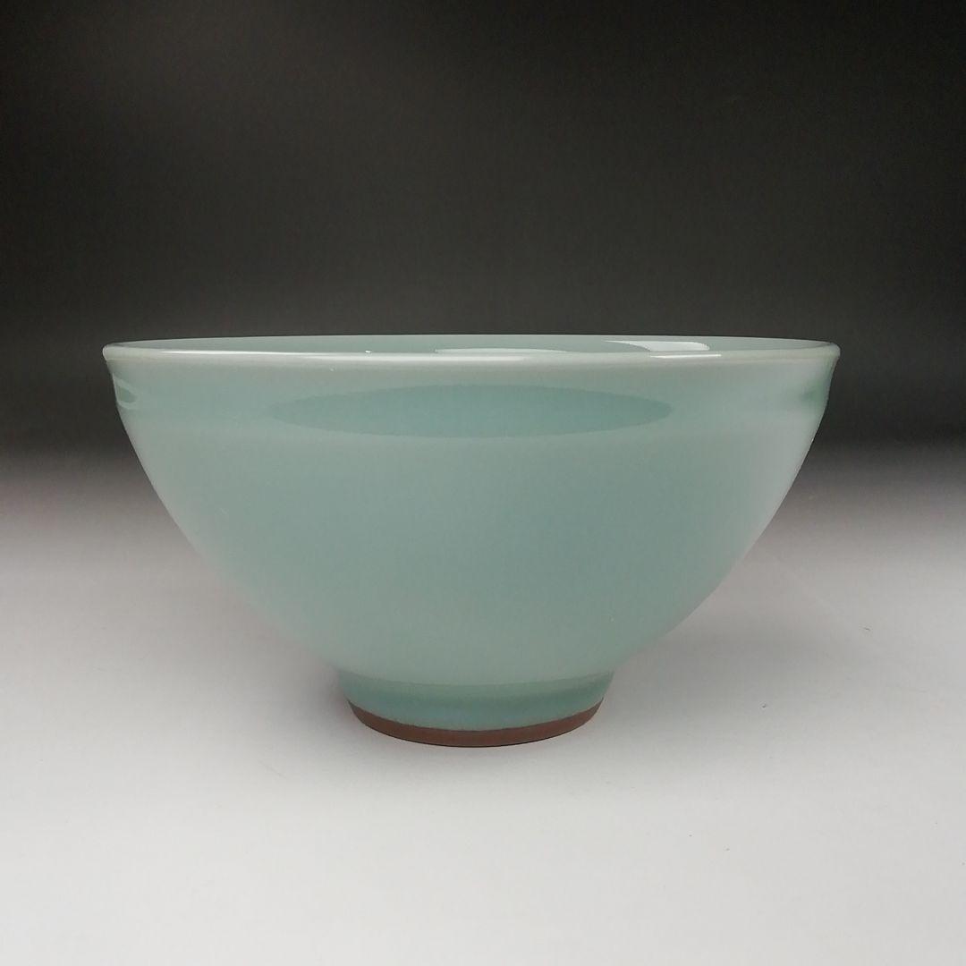 Ｔ３７５　茶碗　『青瓷　茶碗』『米沢久 造』　共箱　抹茶碗　茶道具
