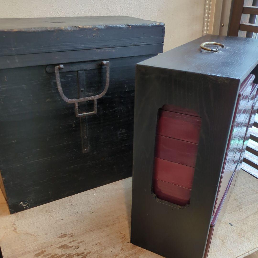 骨董　弁当箱　木製　漆　酒器　重箱　物入　手提げ木箱　アンティーク