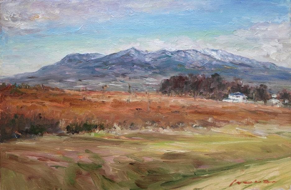 井上司「早春の赤城山」油彩 P6号