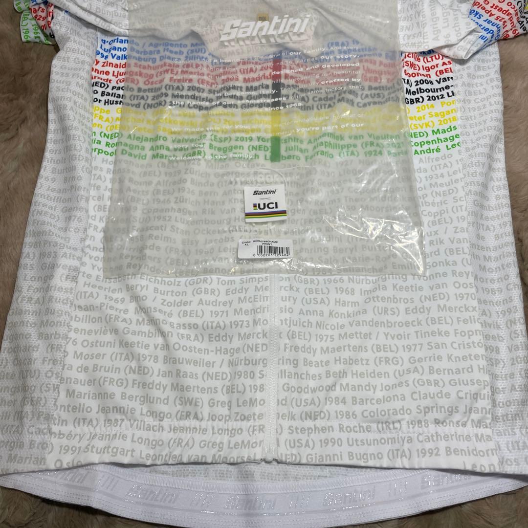 サンティーニ サイクルジャージ UCI WORLD ホワイト アルカンシェルXL