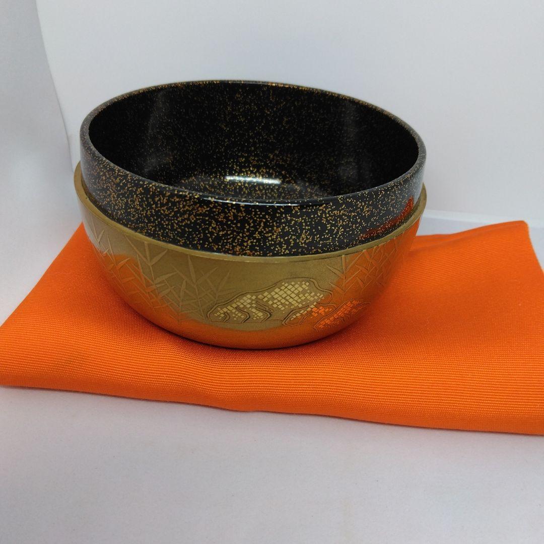 雁に葦蒔絵 大平棗 落雁 螺鈿 茶道具