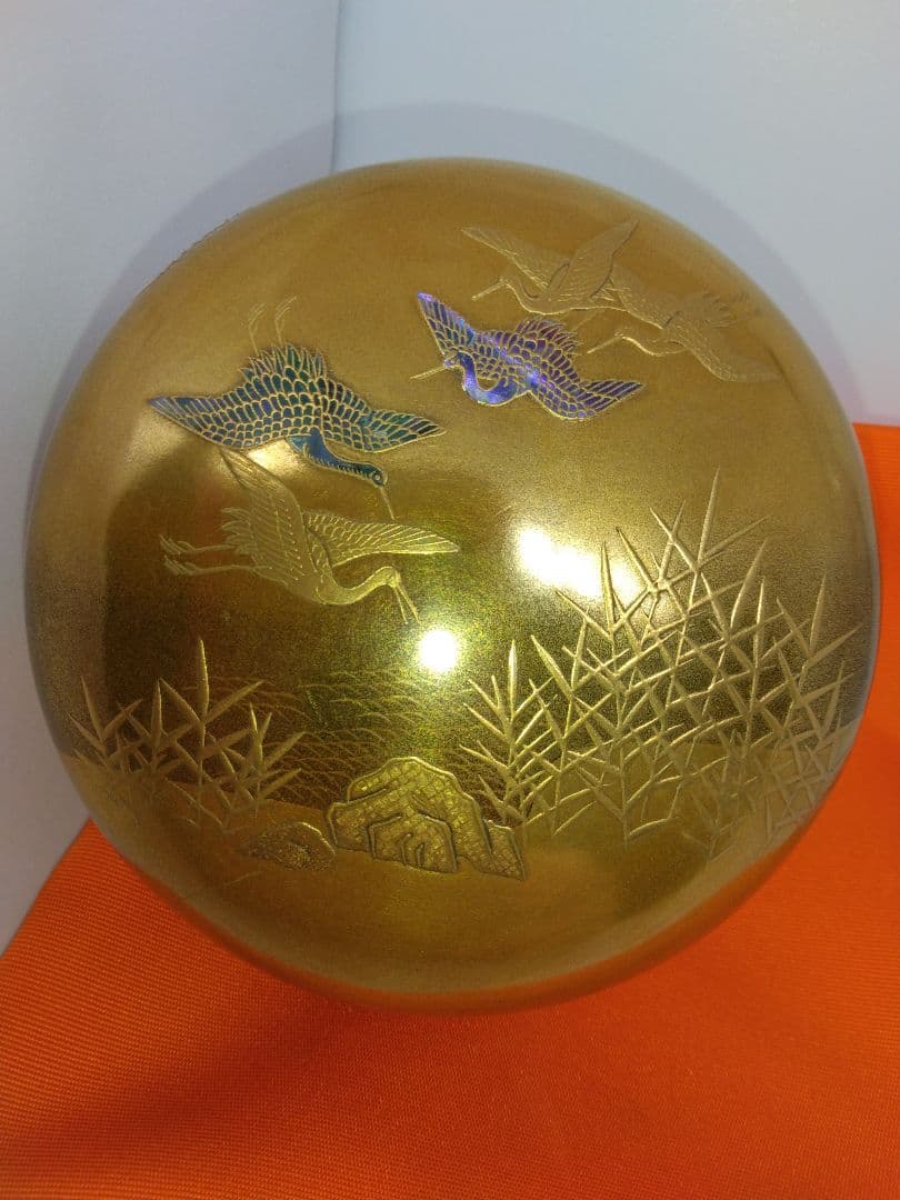 雁に葦蒔絵 大平棗 落雁 螺鈿 茶道具