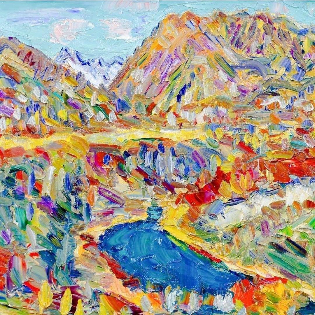 【真作】小林和作「秋山 上州猿ヶ京」油彩 ◆東京美術倶楽部鑑定書付 秋彩名画