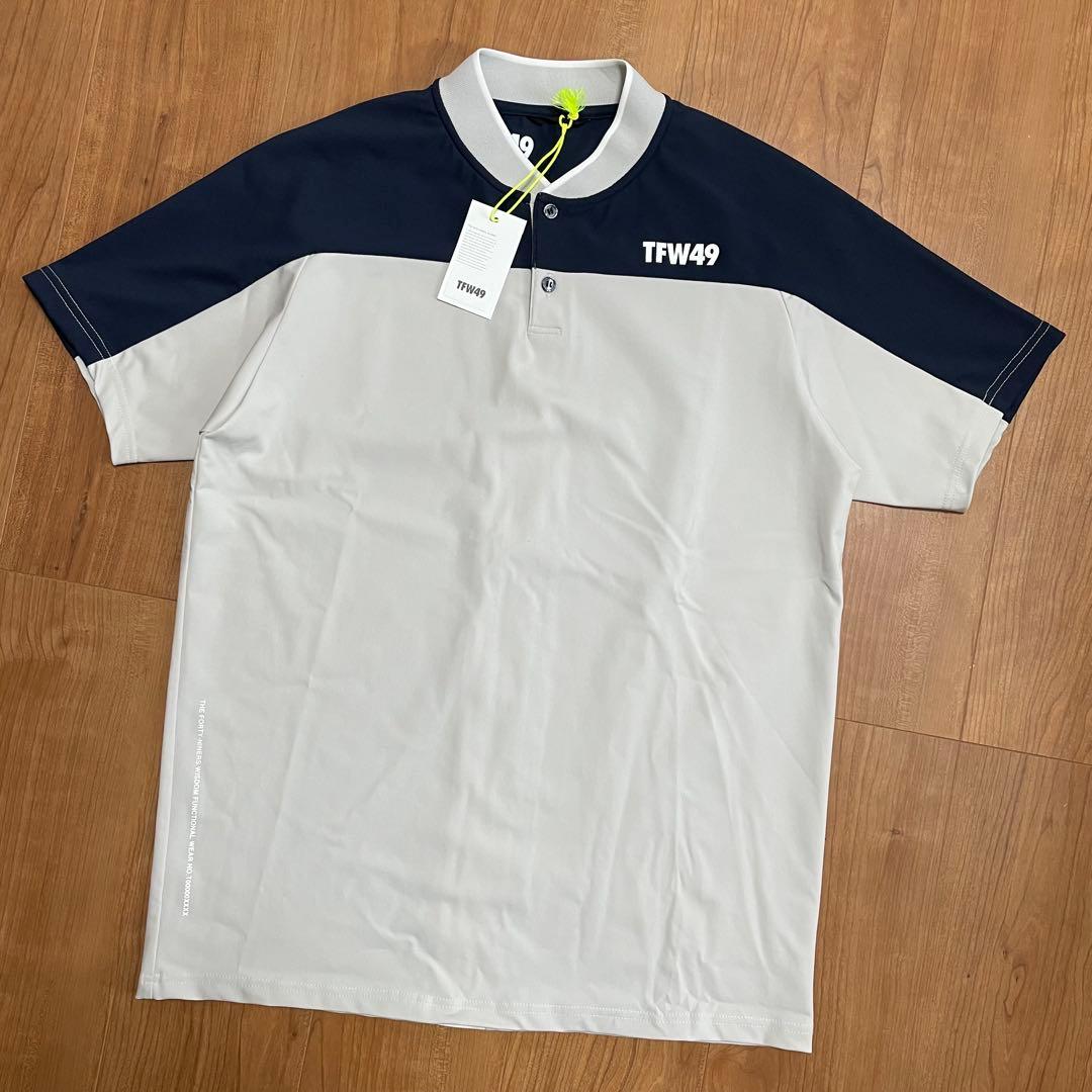 新品タグ付き　TFW49 カラーレスポロシャツ　ライトグレー　L ゴルフ