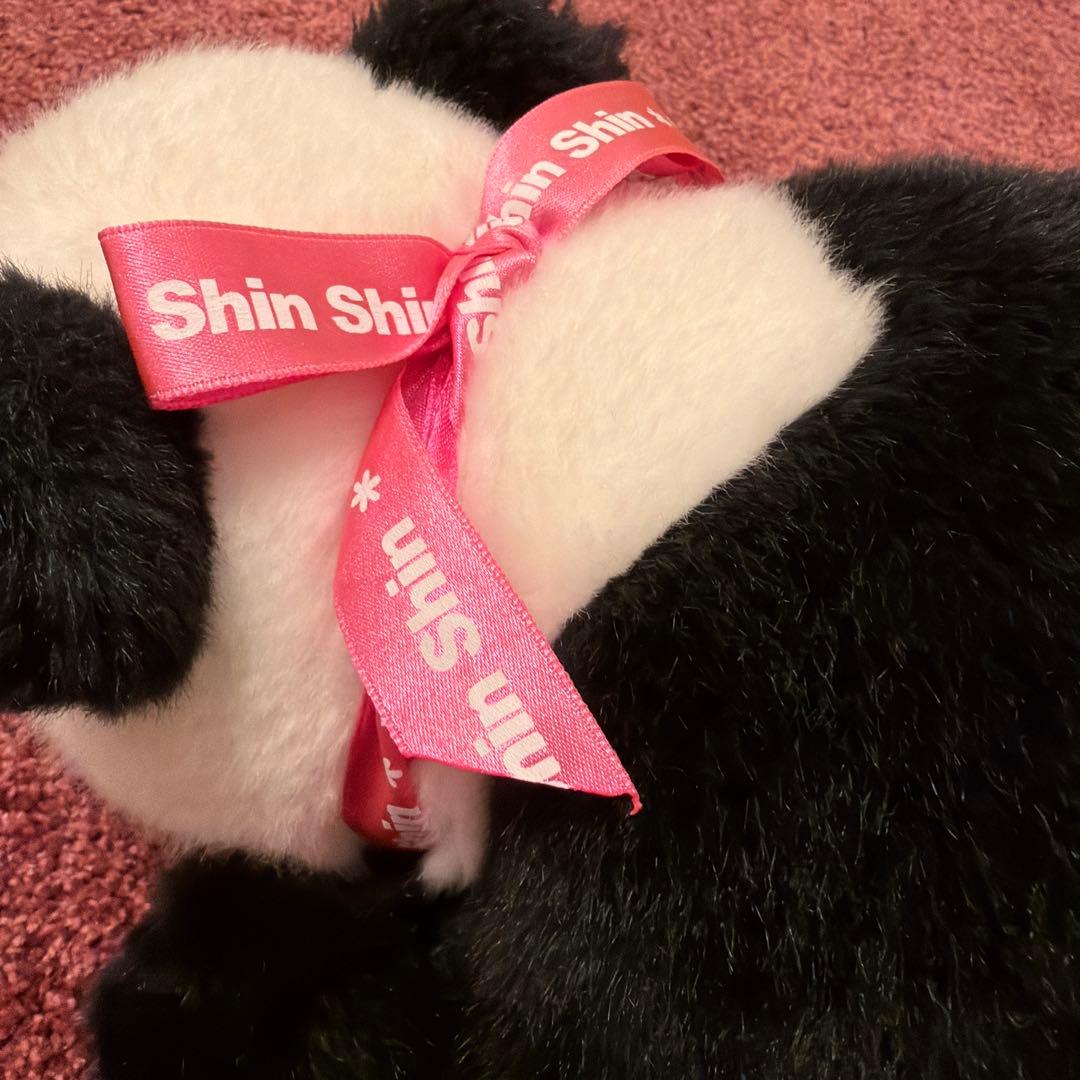 パンダのぬいぐるみ Shin Shinのネームピンクリボン付き