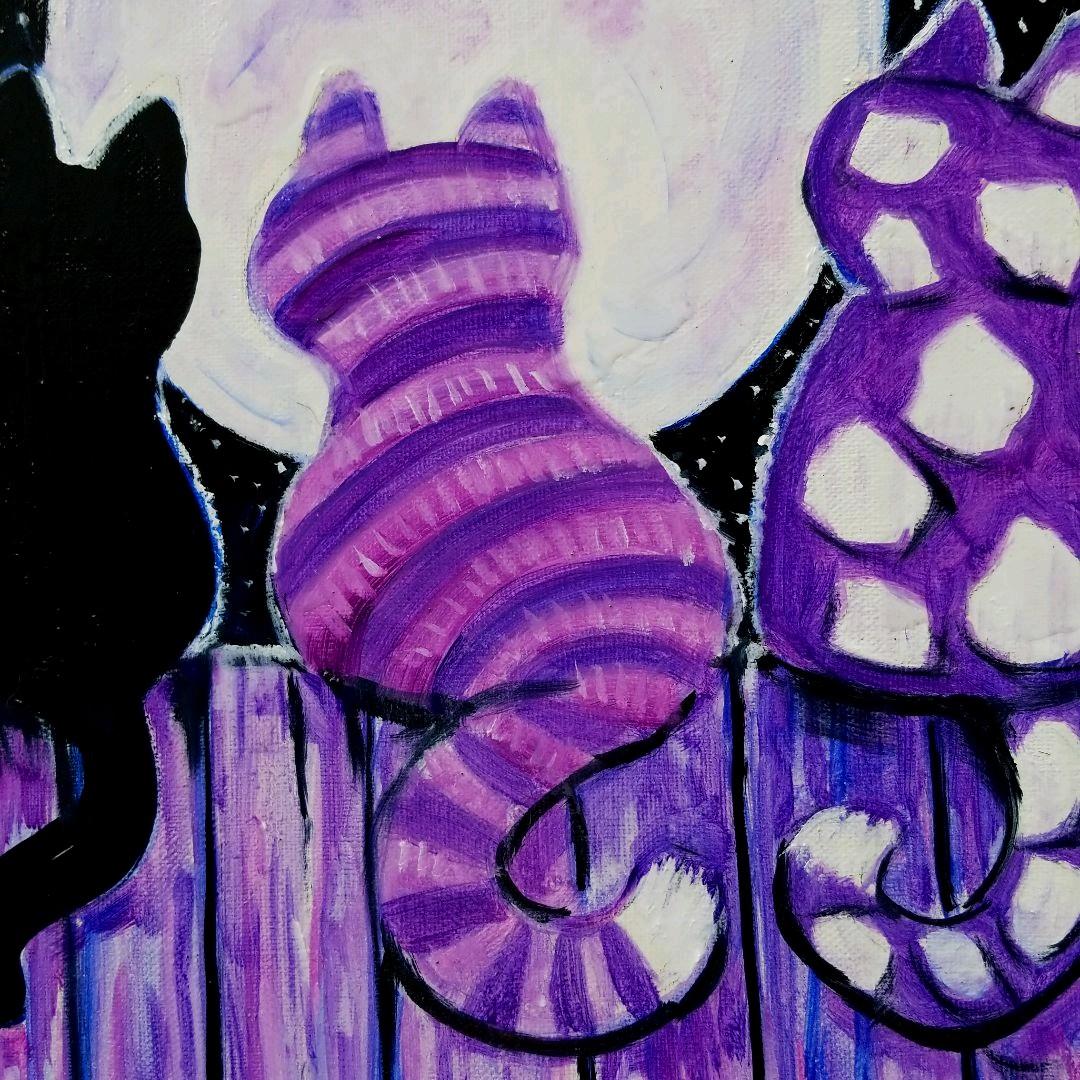 油絵　専用　五つ子の猫のお月見