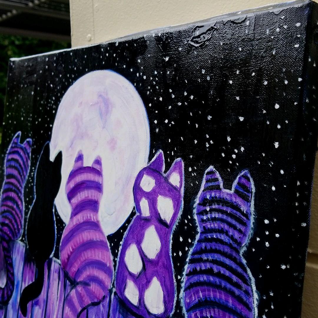 油絵　専用　五つ子の猫のお月見