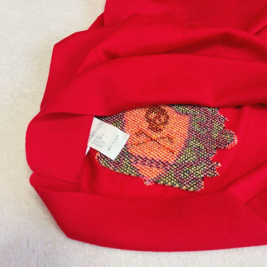 美品　マークアンドロナ　ニット　セーター　レッド　柄　ウール　ラインストーン