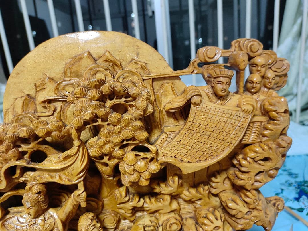 中国神話テーマ 木製彫刻 大きめ