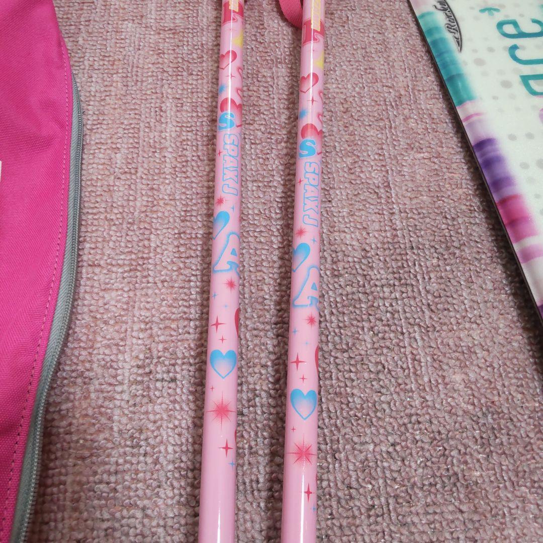 スキー板120cm　ビンディング付き　ストック100cm　スキー袋