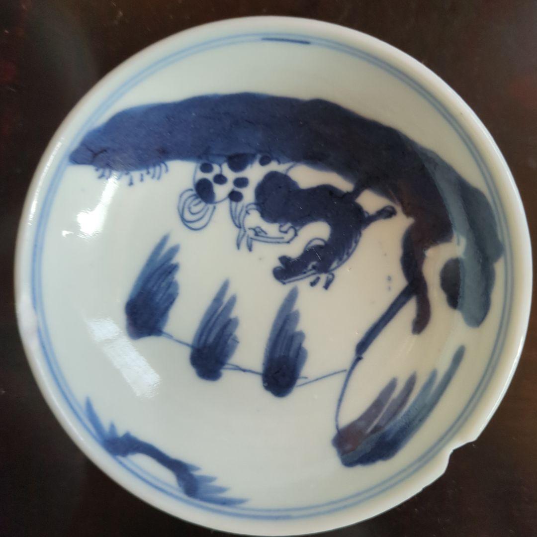 青白磁 動物モチーフ 皿 4枚セット　古染付　馬の絵柄　午年