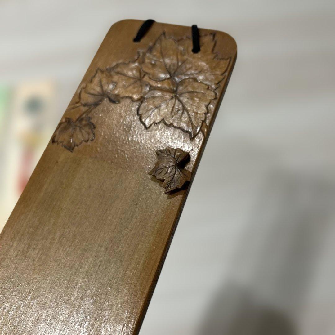 木彫と刺繍の干支短冊掛　個人作家一点物（共箱）