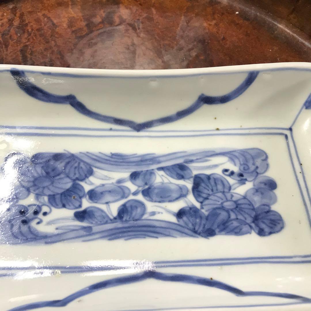 古伊万里　無傷完品　長皿　民藝　くらわんか　柿右衛門　蛸唐草　切込　染付　波佐見