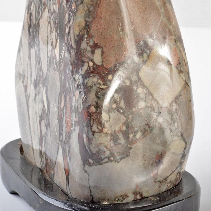 天然石　鑑賞石　置物　重さ約1.5kg　唐木台付　V　R6348