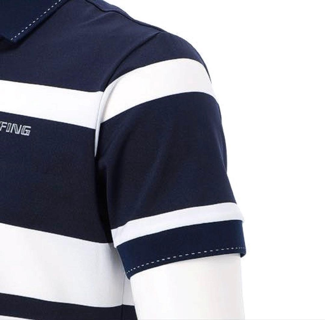 BRIEFING GOLF PANEL STRIPE POLO（NAVY／ M）