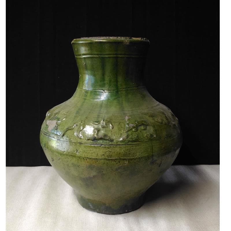 c194 中国 漢 緑釉 壺 漢時代 中国古玩
