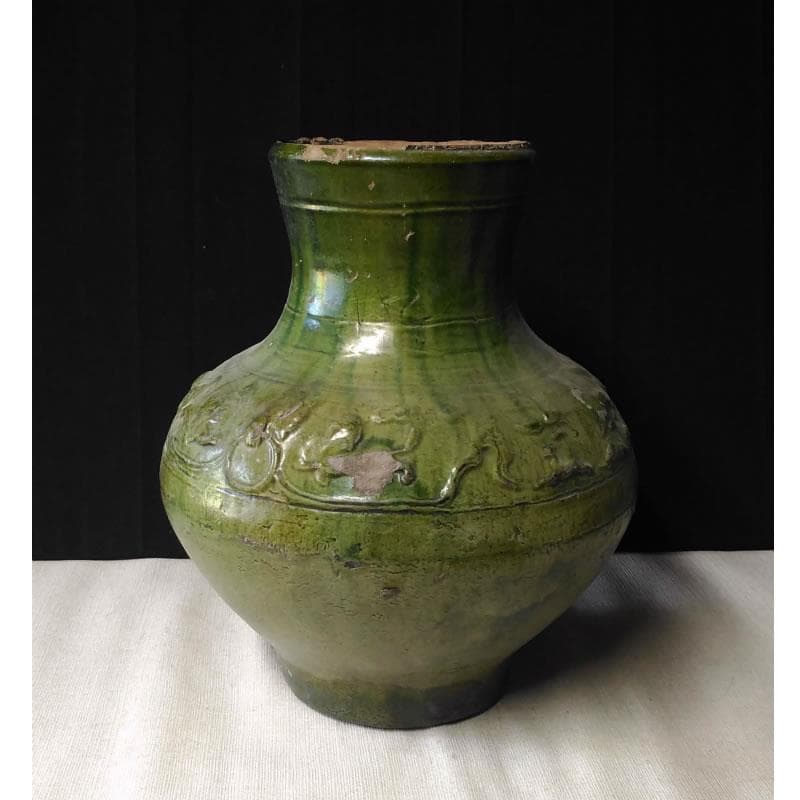 c194 中国 漢 緑釉 壺 漢時代 中国古玩