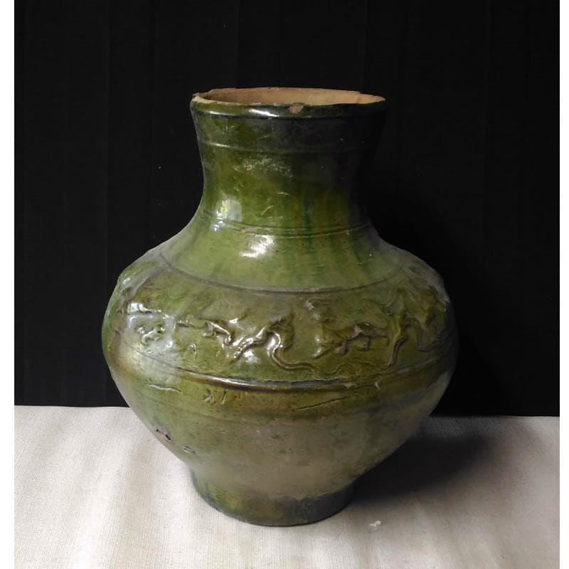 c194 中国 漢 緑釉 壺 漢時代 中国古玩