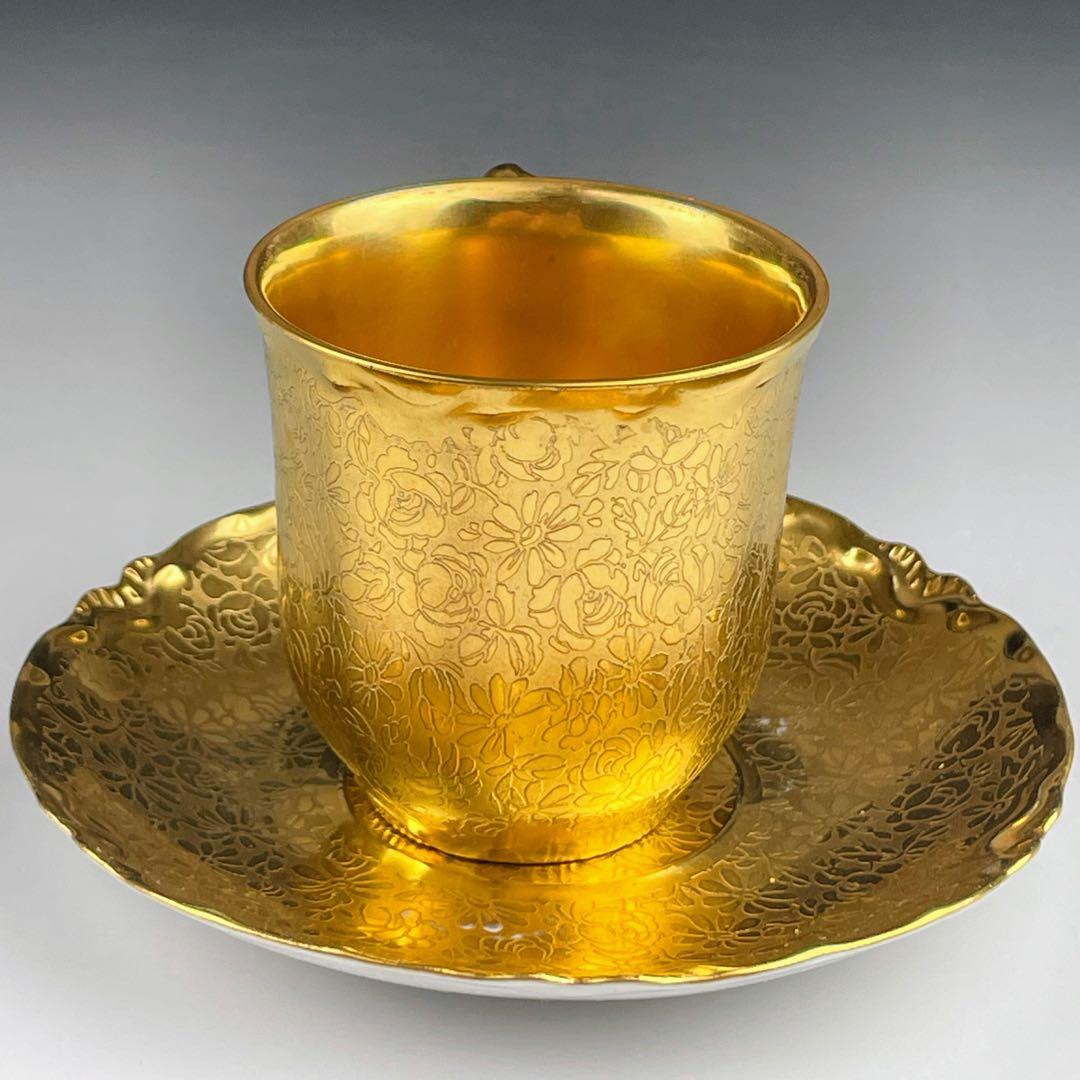 【希少】フッチェンロイター 24K 金彩 カップ＆ソーサー ハンドエングレーブド