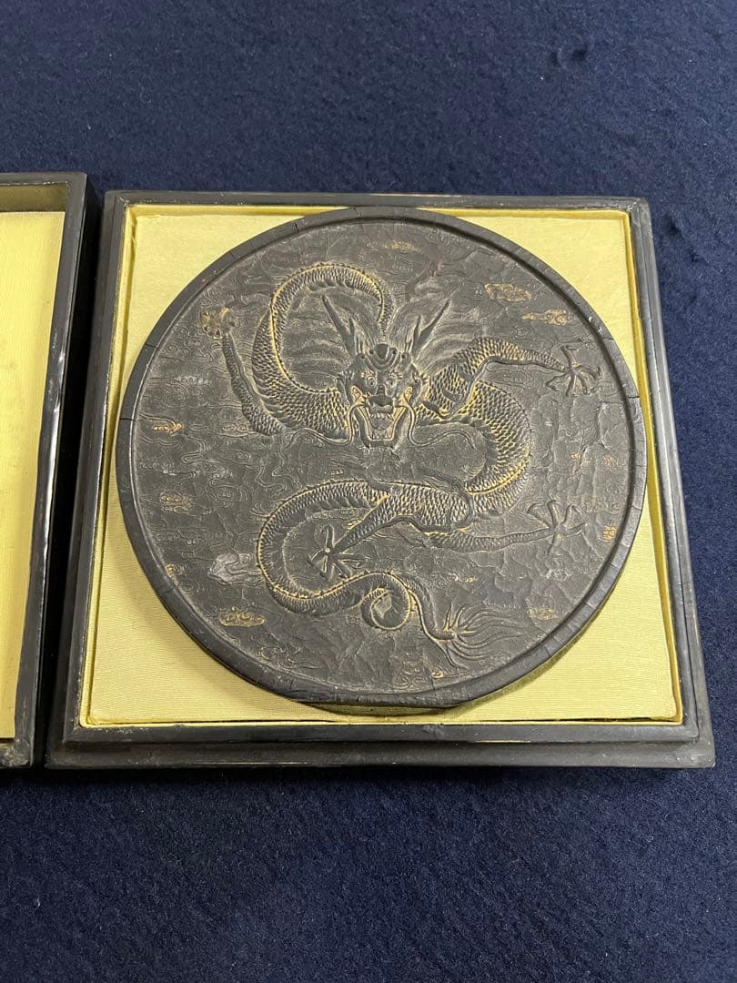 古墨　雲龍　共箱附・中国墨・唐墨・老墨 中国書道具　時代物