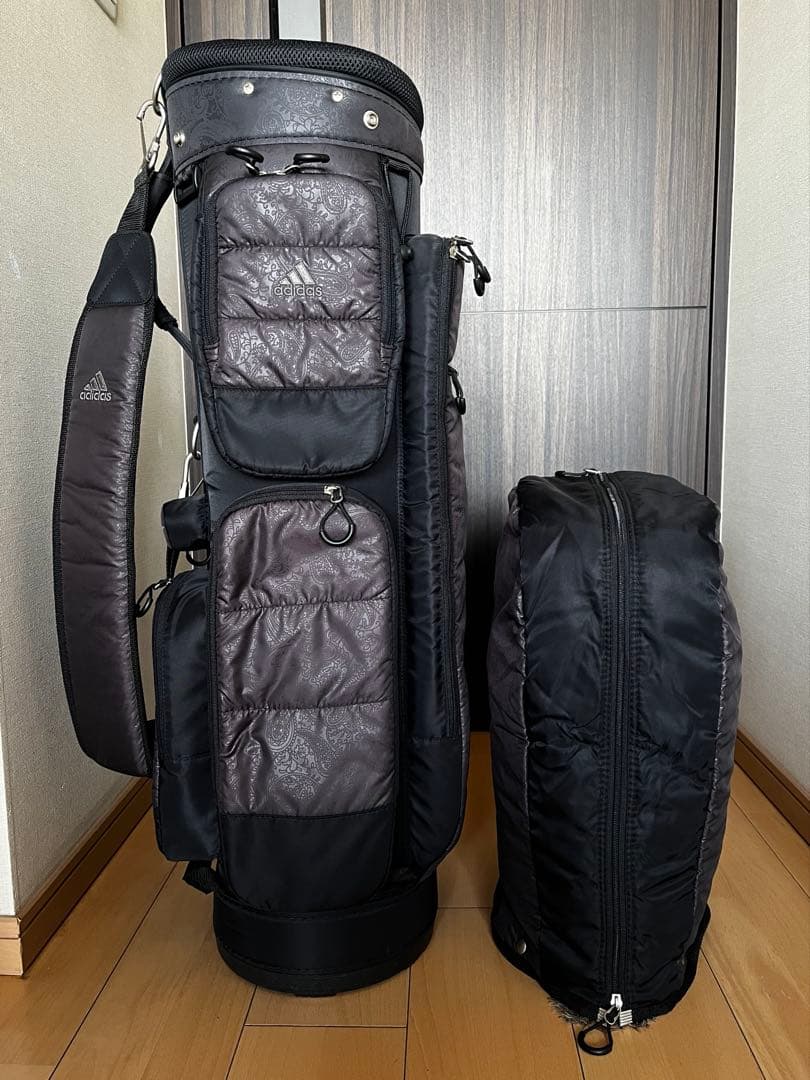美品アディダス　COREカートキャディバッグ8 QR743 ペイズリー柄　9型
