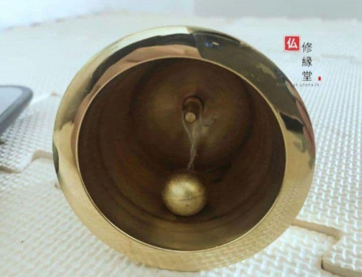 【修縁堂】密教法具 真言宗 五鈷鈴 金剛鈴 鐘 寺院用仏具 真鍮製 17cm