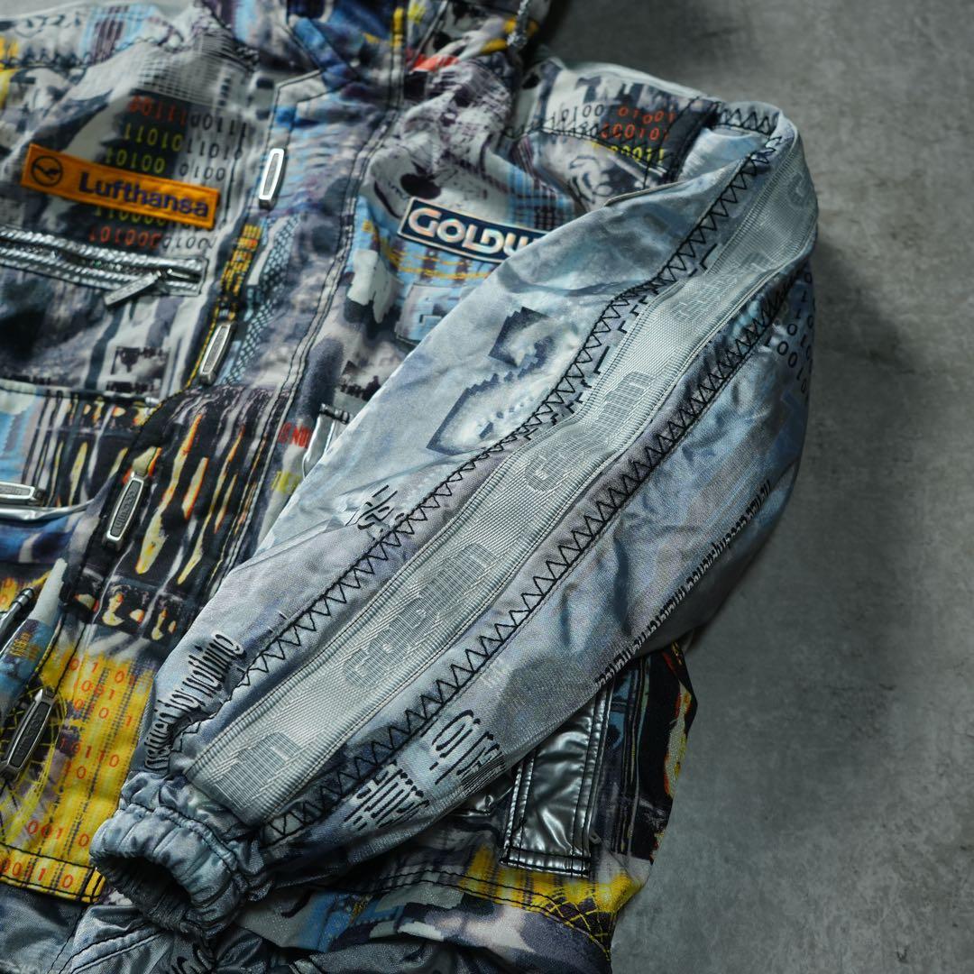 90s GOLDWIN archive 中綿ナイロンジャケット 短丈 シルバー