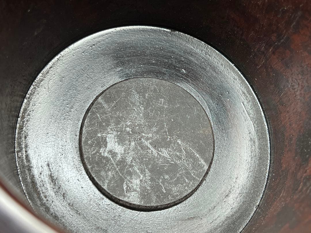 古美術　唐木　黄花梨　筆筒　筆立　螺鈿花紋　文房具　木製　置物　時代物　旧蔵