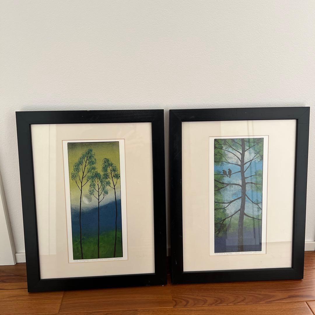アメリカ東海岸で購入＊JAN HEATHの自然をモチーフにしたアート＊2点