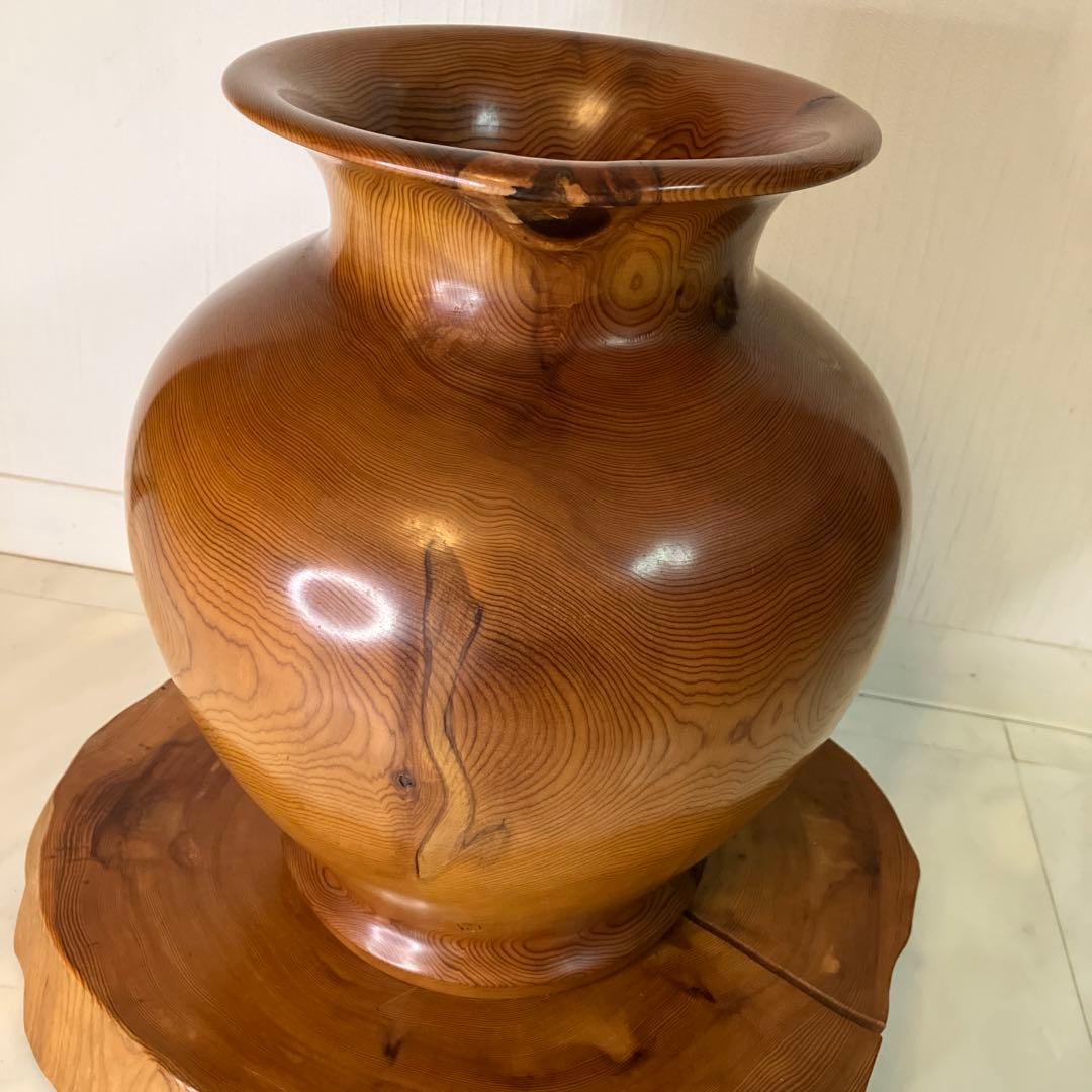 【特価】　屋久杉　台座付き　屋久杉壺　屋久杉台座セット　屋久杉工芸品　世界遺産