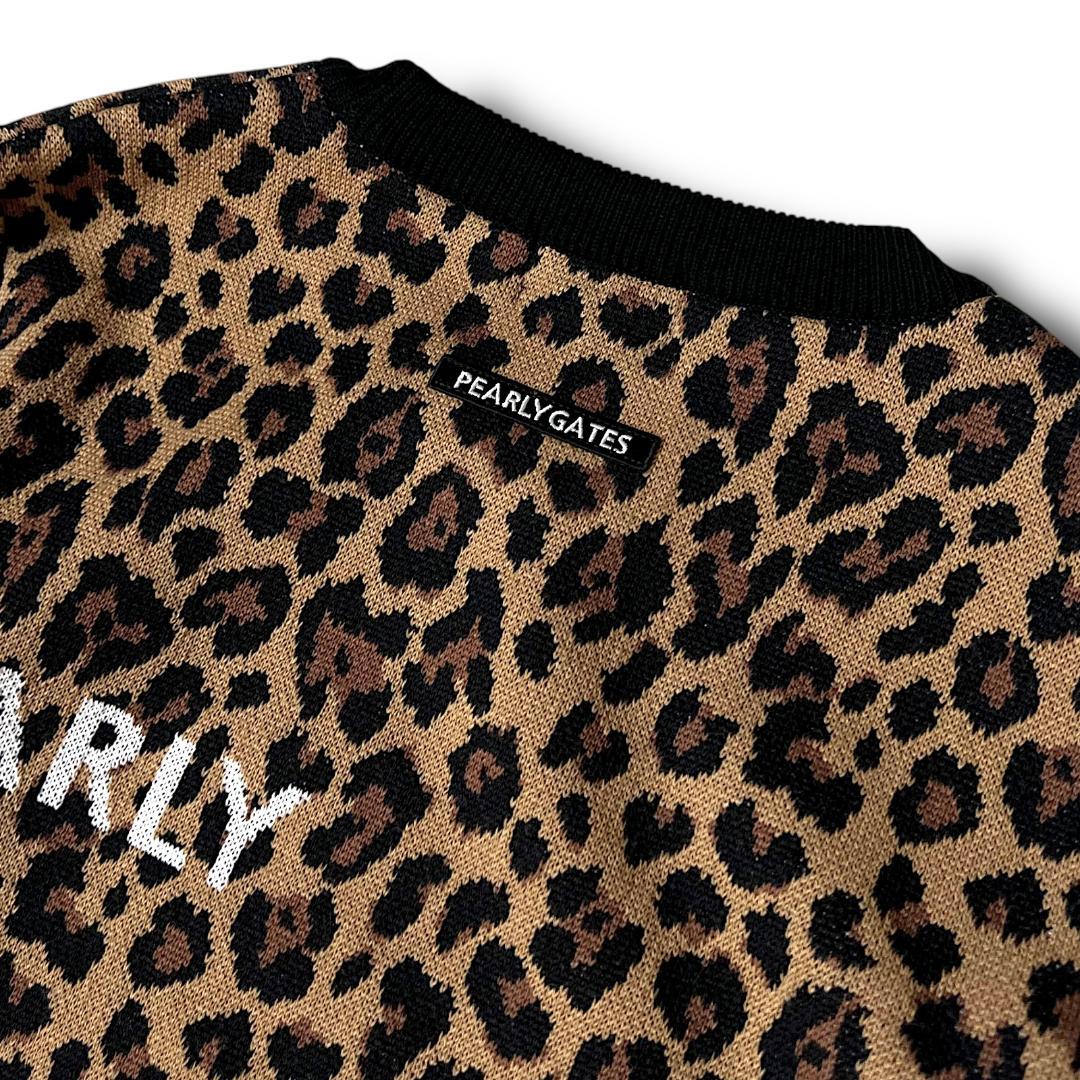 新品 0 パーリーゲイツ レオパードニットプルオーバー 日本製 定価37,400