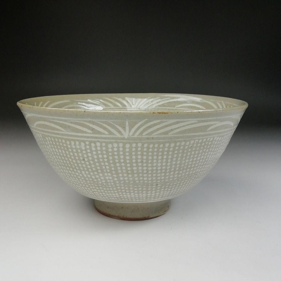 Ｔ４３４　茶碗　『三島手刷毛目　茶碗』『黃仁哲 作』　共箱　抹茶碗　茶道具