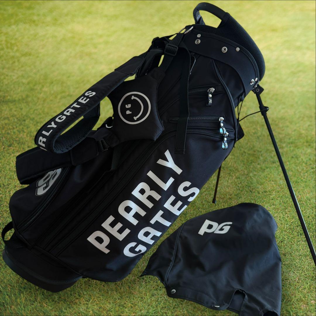 美品　パーリーゲイツ　キャディバッグ　黒　ブラック　ショルダー式　スタンド式