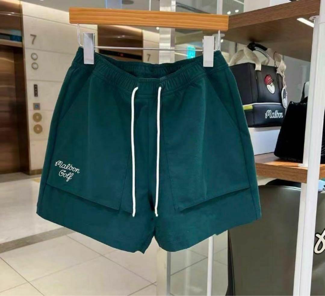 Malbon パーカー＆ショートパンツ 上下セット グリーン 刺繍ロゴ入り✨新品
