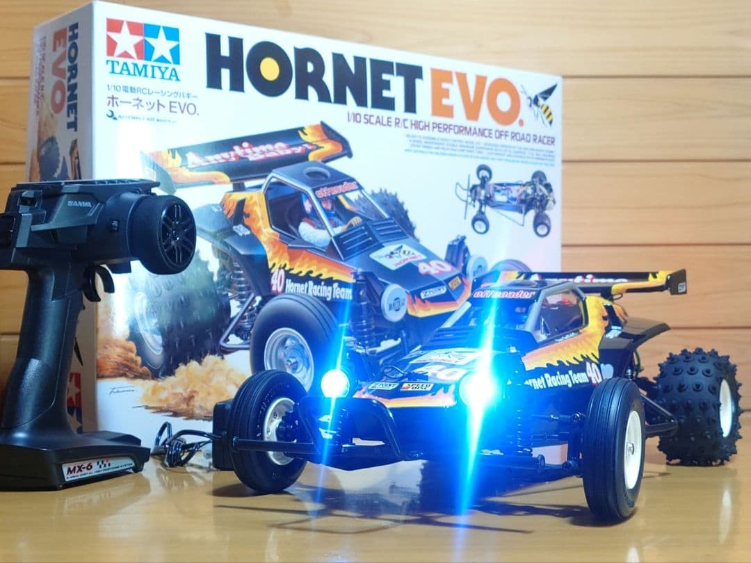 田宮RC LEDライト付ホーネットevo＆プロポバッテリー完成品セット
