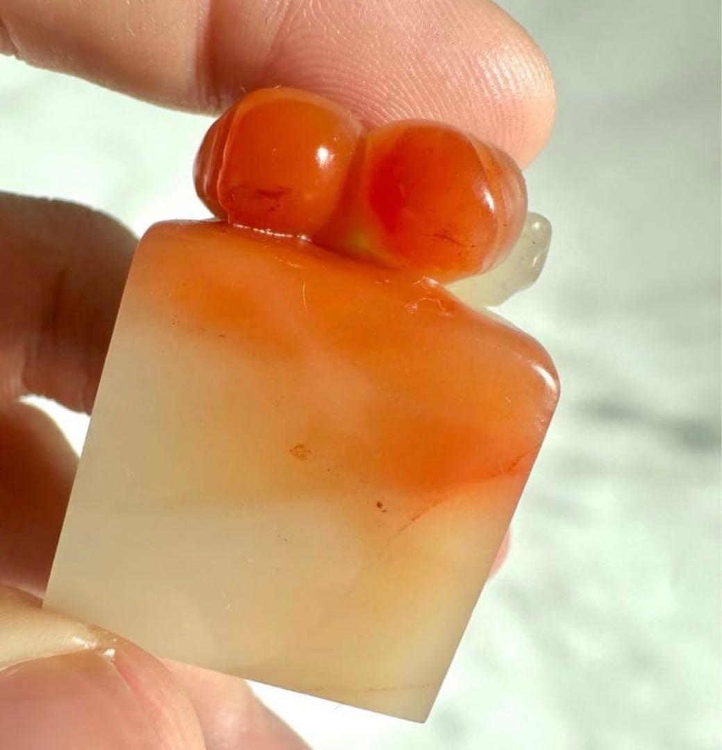 【桃】 もも　美品　高級印材　篆刻　印石　ラオス　印石　水凍