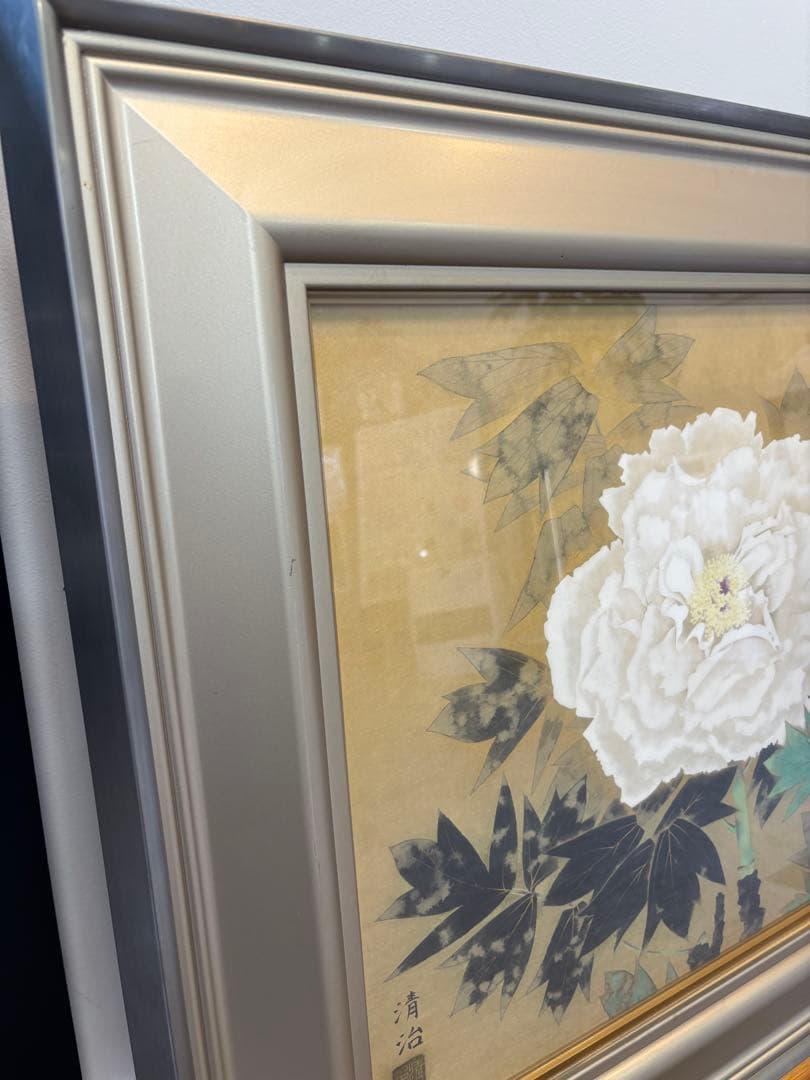 井上清治画伯 富貴花 牡丹 日本画 F10 院展作家　東京芸術大学