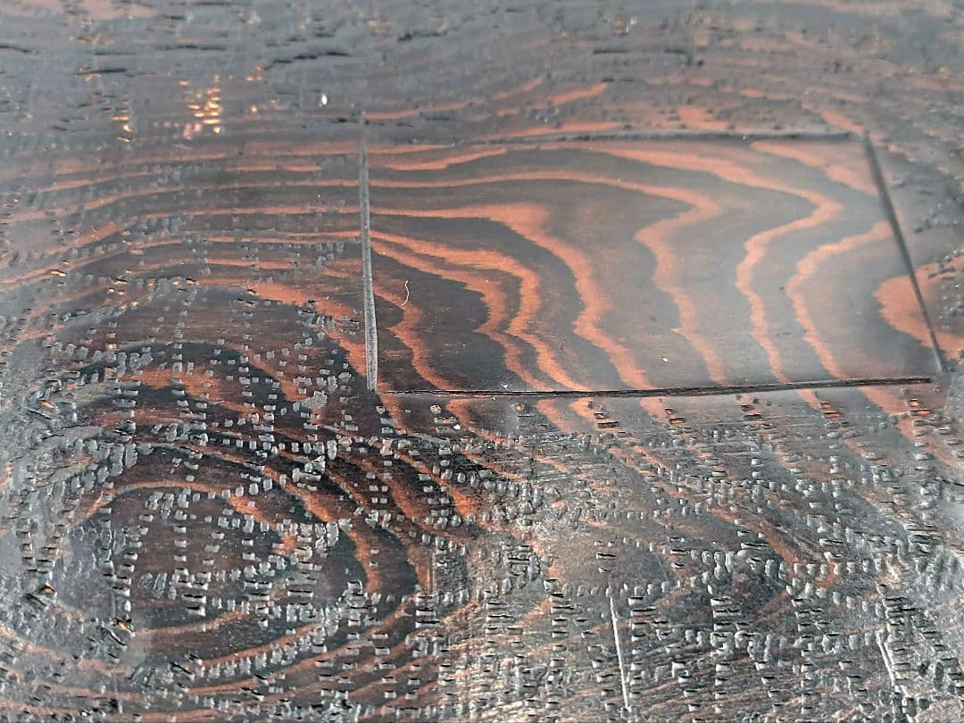 煎茶道具　時代物　葉盆　唐木　鉄刀木(たがやさん)　箱無　骨董品、美術品