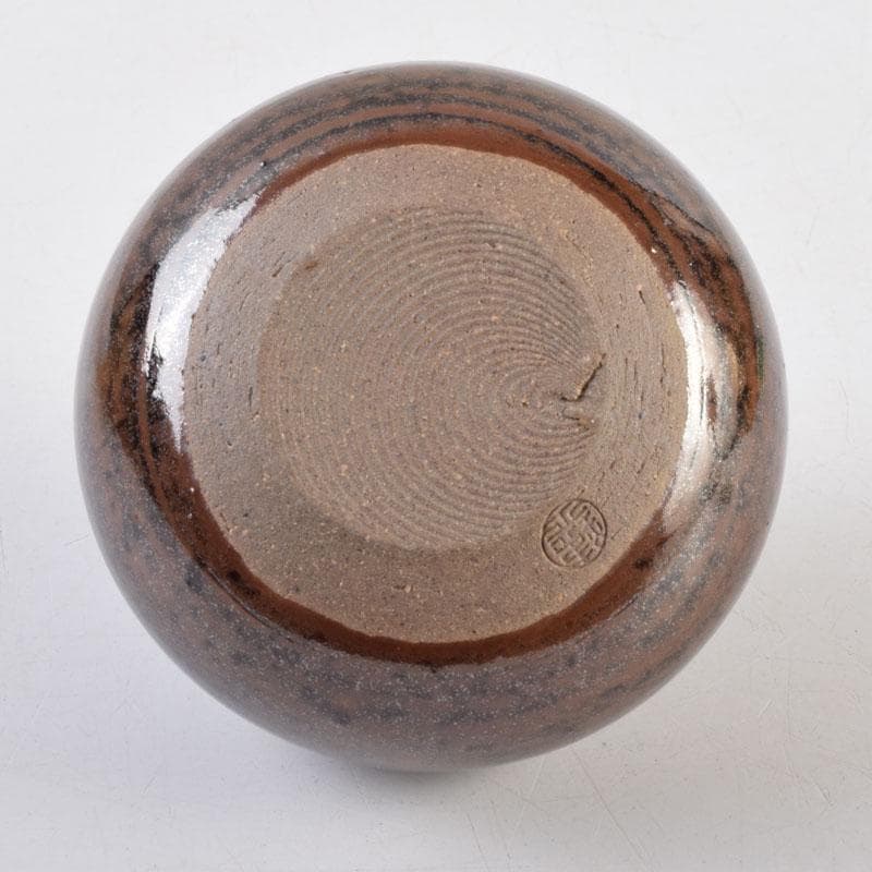 茶道具　松本鉄山作　大名物写　国司茄子茶入　仕覆付　共箱　V　9199