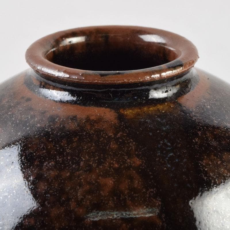 茶道具　松本鉄山作　大名物写　国司茄子茶入　仕覆付　共箱　V　9199