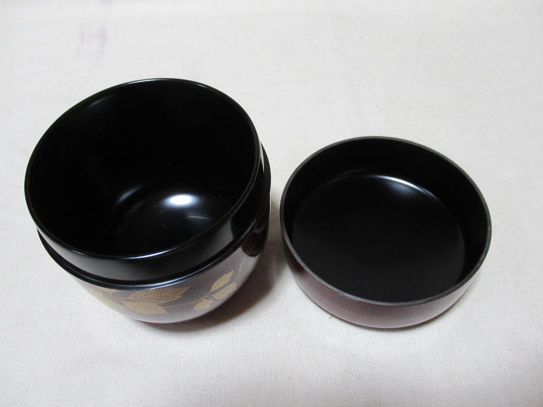 加賀蒔絵師中村宗尹造　溜塗に鉄仙絵　大棗　共箱